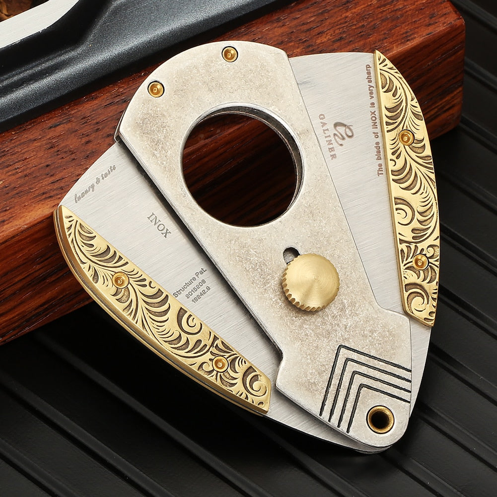 GALINER Stainless Steel Cigar Cutter Sharp Cigar Guillotine Scissors Portable Dual Blades Tobacco Cutting Sigaar Cutter