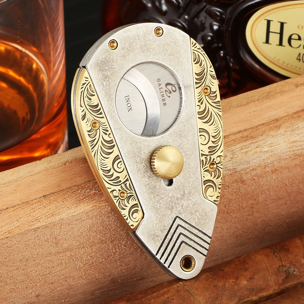 GALINER Stainless Steel Cigar Cutter Sharp Cigar Guillotine Scissors Portable Dual Blades Tobacco Cutting Sigaar Cutter