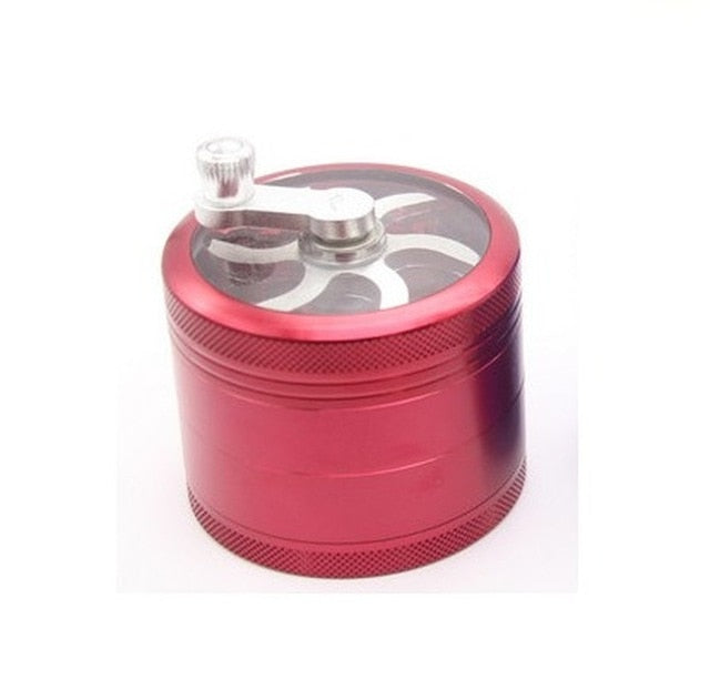 Silver 4 Layers Tobacco Spice Grinder Herb Weed Grinder with Mill Handle
