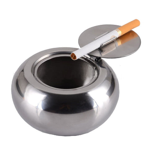 Creative Stainless Steel Drum Shape Lid Ashtray with Cover